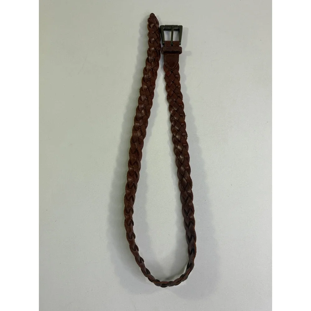 Architect Mens Brown Genuine Leather Braided Belt Size Medium Woven Buckle